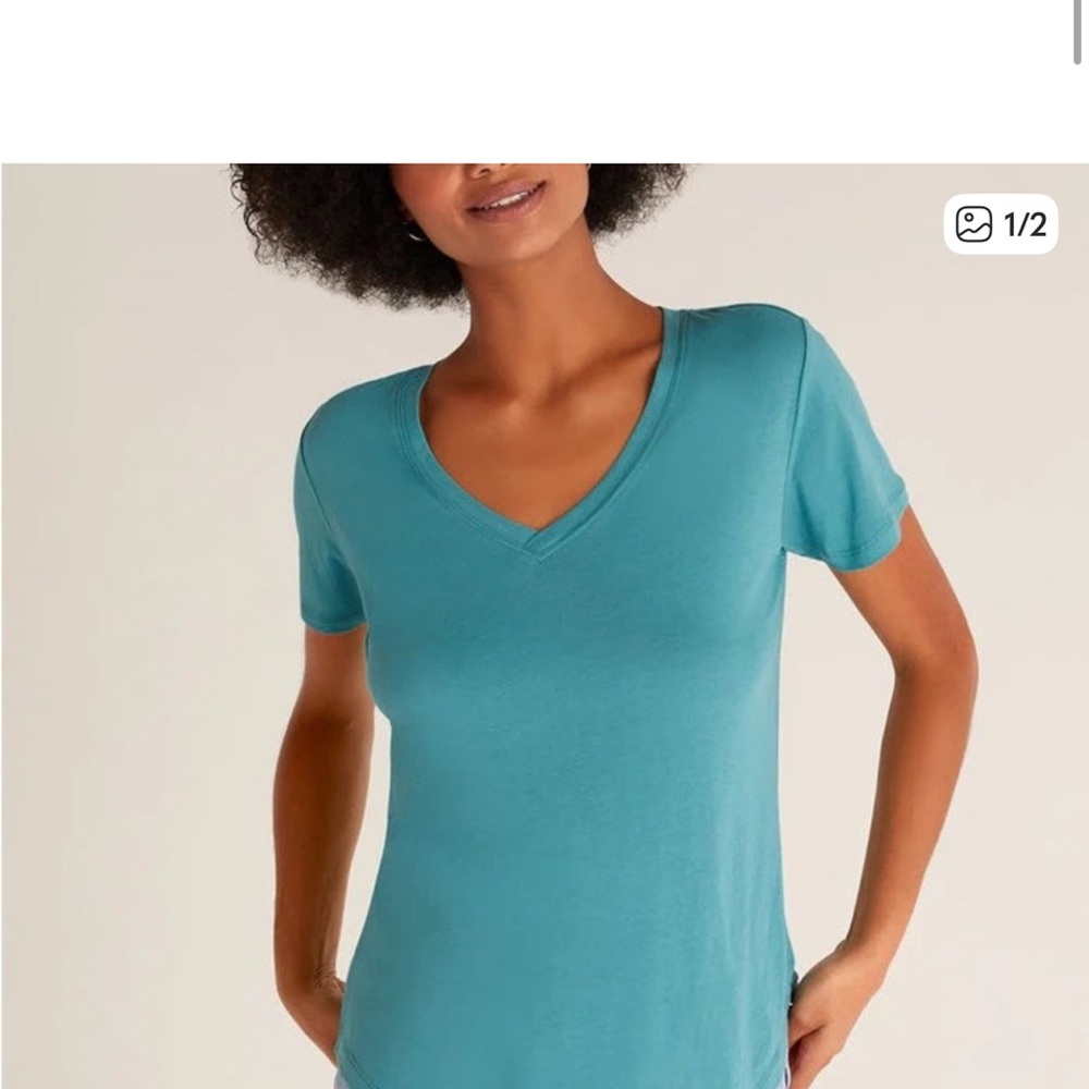 ZSupply Blue/Green Lightweight V-Neck T-Shirt
